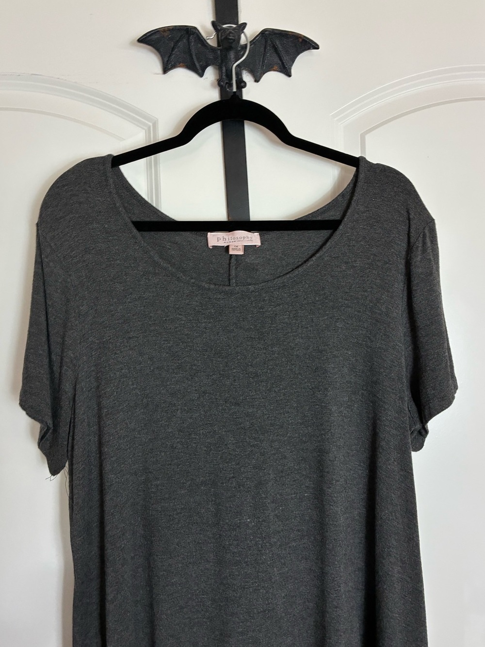 Philosophy Dolman Sleeve Charcoal Gray Women's Top High-Low size 1X - Picture 3 of 8